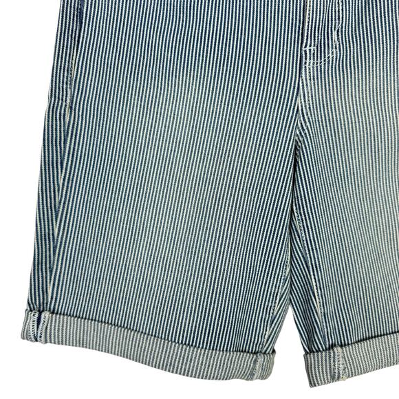 Seven7 NWT 9" Sunset Rolled Cuff Blue & White Stripe Stretch Bermuda Shorts - Picture 6 of 11